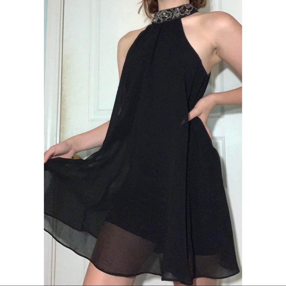 High Neck Black Dress